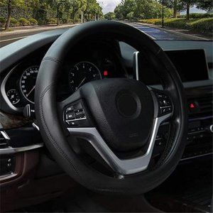 Microfiber Leather Steering Wheel Cover Universal 15 inch (Black)